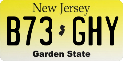 NJ license plate B73GHY