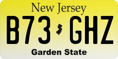 NJ license plate B73GHZ