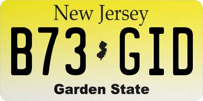 NJ license plate B73GID
