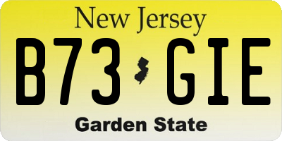 NJ license plate B73GIE