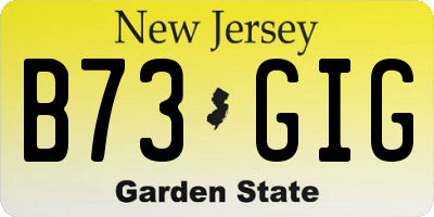 NJ license plate B73GIG