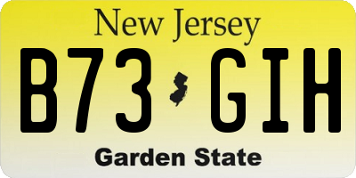 NJ license plate B73GIH
