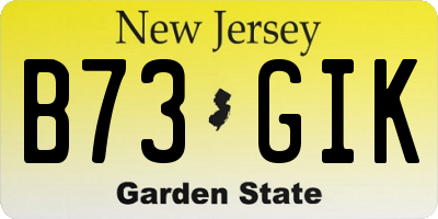 NJ license plate B73GIK