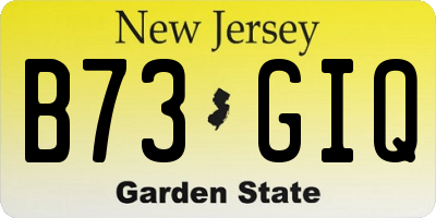 NJ license plate B73GIQ