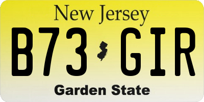 NJ license plate B73GIR