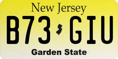 NJ license plate B73GIU