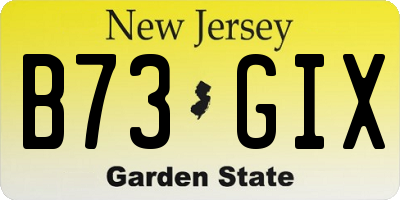 NJ license plate B73GIX