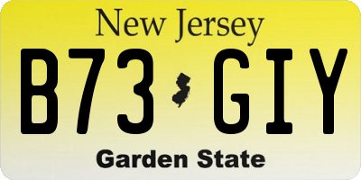 NJ license plate B73GIY