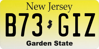 NJ license plate B73GIZ