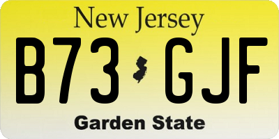 NJ license plate B73GJF