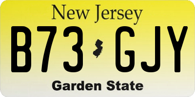 NJ license plate B73GJY