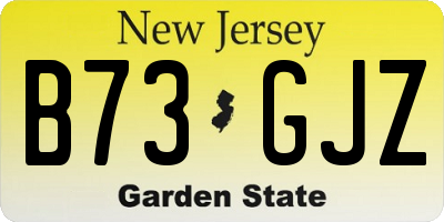NJ license plate B73GJZ