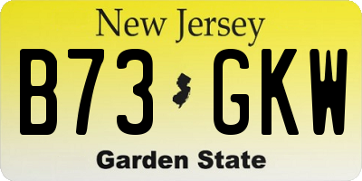 NJ license plate B73GKW