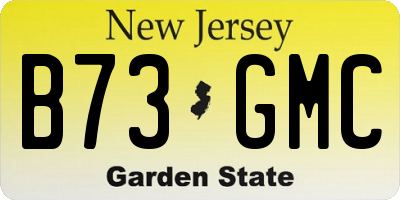 NJ license plate B73GMC