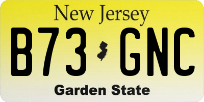 NJ license plate B73GNC