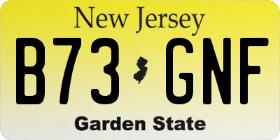 NJ license plate B73GNF