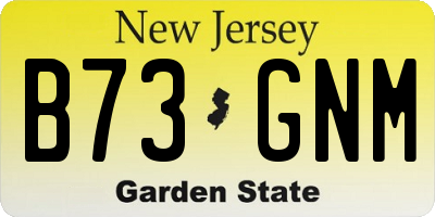 NJ license plate B73GNM