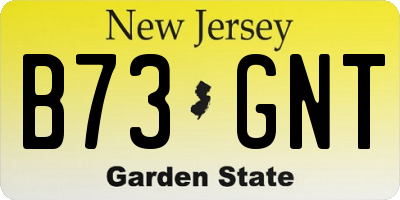 NJ license plate B73GNT