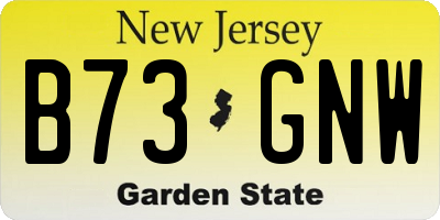 NJ license plate B73GNW