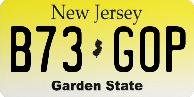 NJ license plate B73GOP