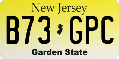 NJ license plate B73GPC