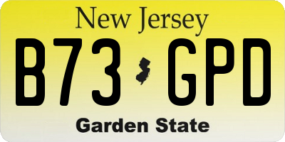 NJ license plate B73GPD