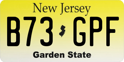 NJ license plate B73GPF