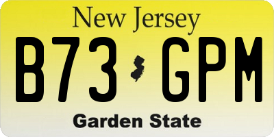 NJ license plate B73GPM