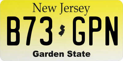 NJ license plate B73GPN