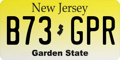 NJ license plate B73GPR