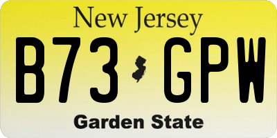 NJ license plate B73GPW