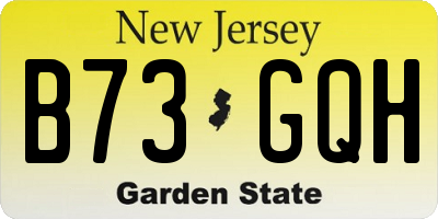 NJ license plate B73GQH