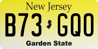 NJ license plate B73GQO