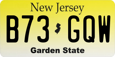 NJ license plate B73GQW