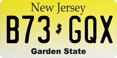 NJ license plate B73GQX