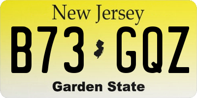 NJ license plate B73GQZ