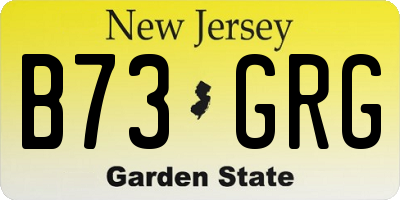 NJ license plate B73GRG