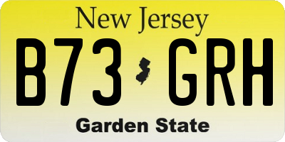 NJ license plate B73GRH