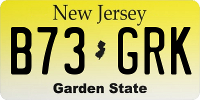 NJ license plate B73GRK