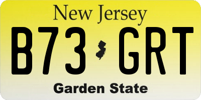 NJ license plate B73GRT