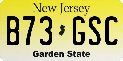 NJ license plate B73GSC