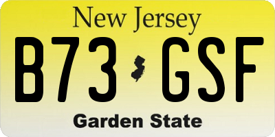 NJ license plate B73GSF