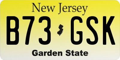 NJ license plate B73GSK