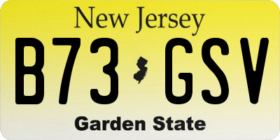 NJ license plate B73GSV