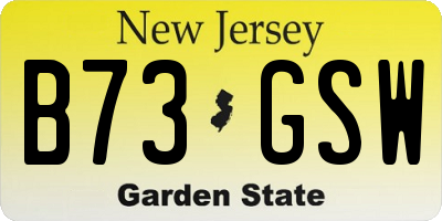 NJ license plate B73GSW