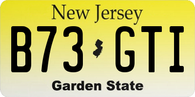 NJ license plate B73GTI