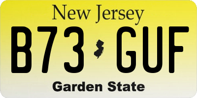 NJ license plate B73GUF