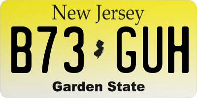 NJ license plate B73GUH