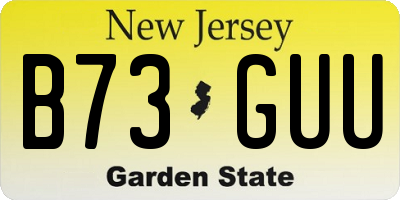 NJ license plate B73GUU