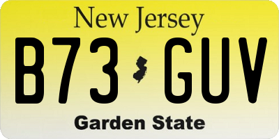 NJ license plate B73GUV